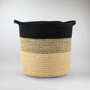 woven plant basket in Black & Beige
