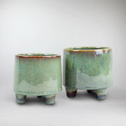 3 Legged Ceramic planter  - turquoise green